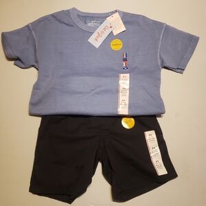 Cat & Jack Blue Tee and Black Shorts Set